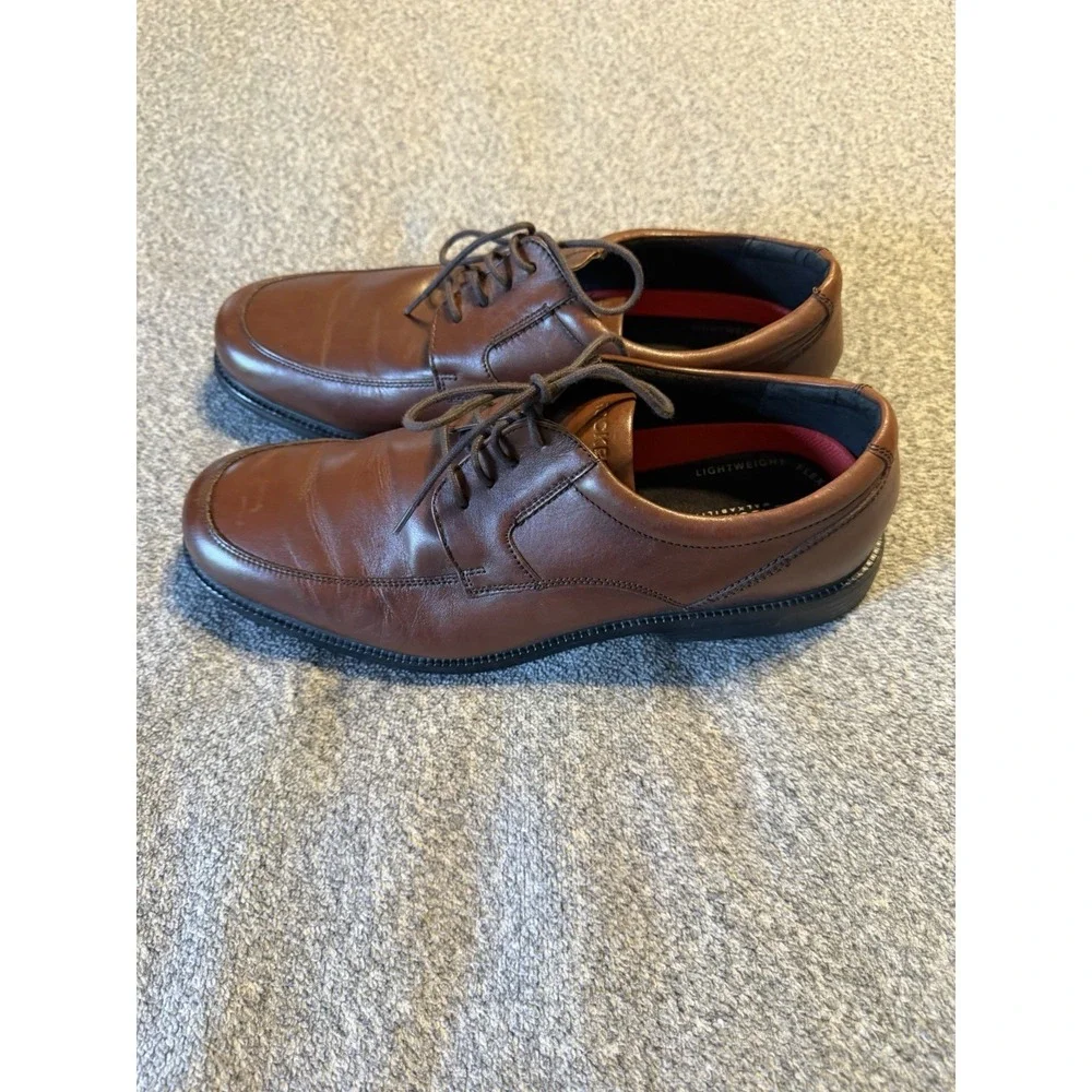 Rockport Waterproof Oxford Mens Sz 11 Brown Leather Apron-Toe Slip Resistant
